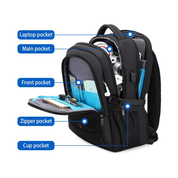 B003 Durable waterproof business usb laptop backpack - Image 13