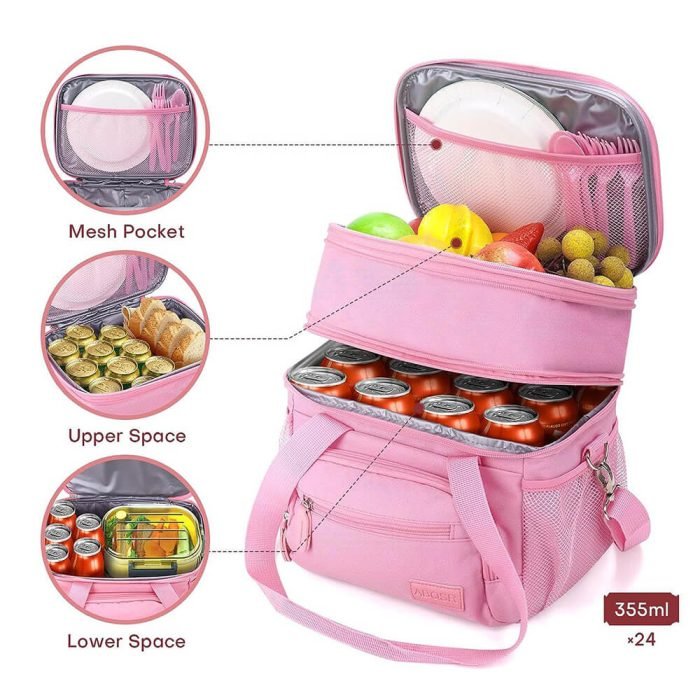CL007 Pink camping double layer beer picnic bag - Image 2