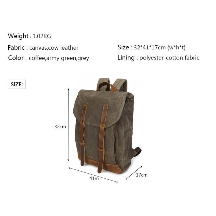 FB004 Waterproof oil waxed canvas hiking backpack - Image 4