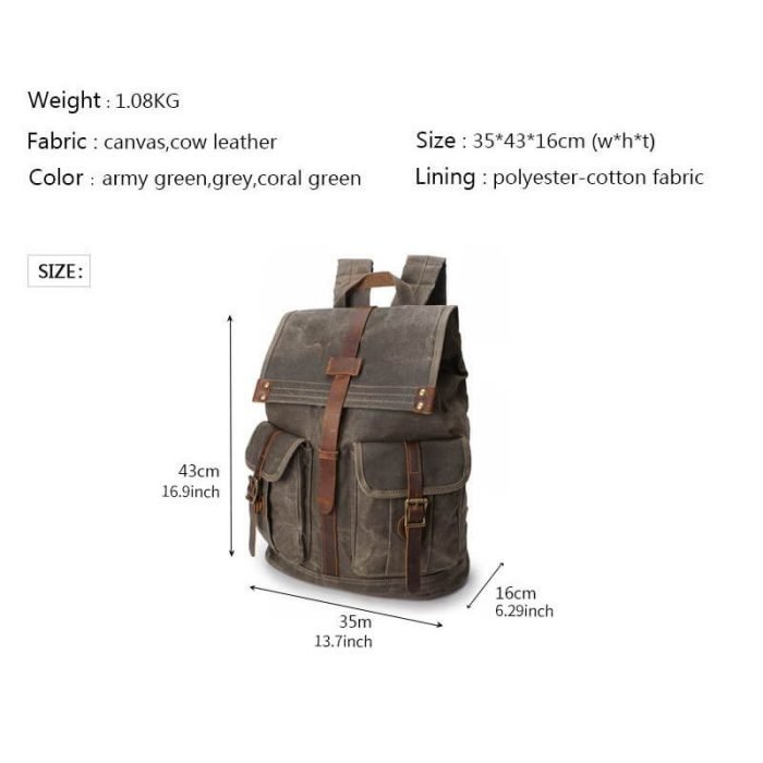 FB005 Travelling waxed canva men backpack - Image 4