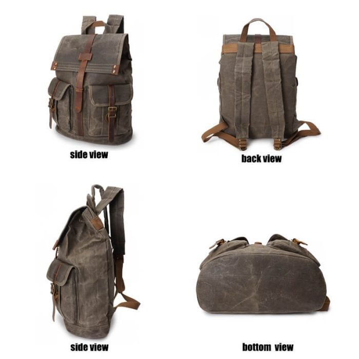 FB005 Travelling waxed canva men backpack - Image 7