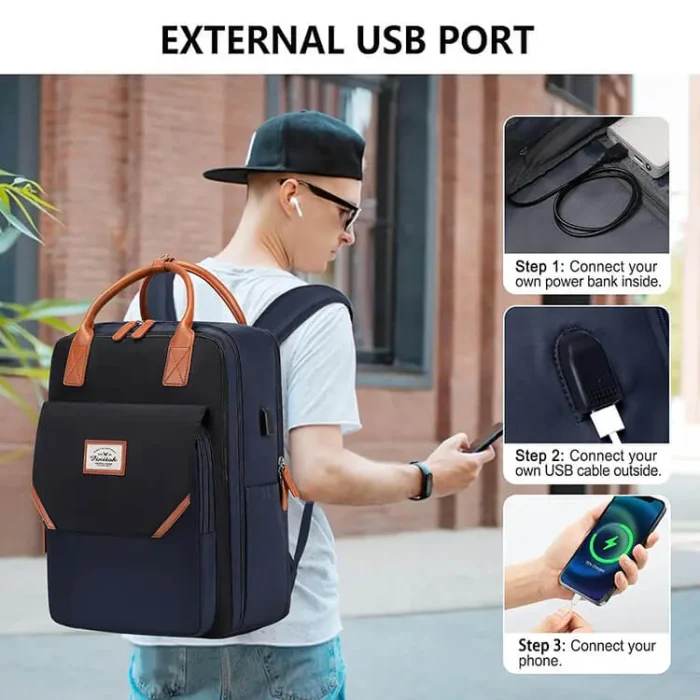 B020 School Bag travel USB Charging Laptop Backpack For Weekend - Image 14