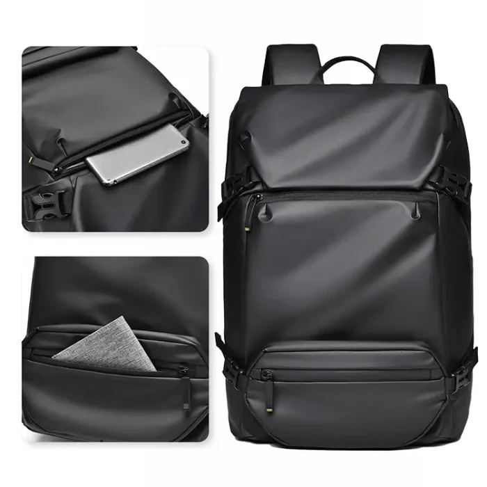 B025 Custom Logo Waterproof PU Leather Laptop Backpack - Image 12