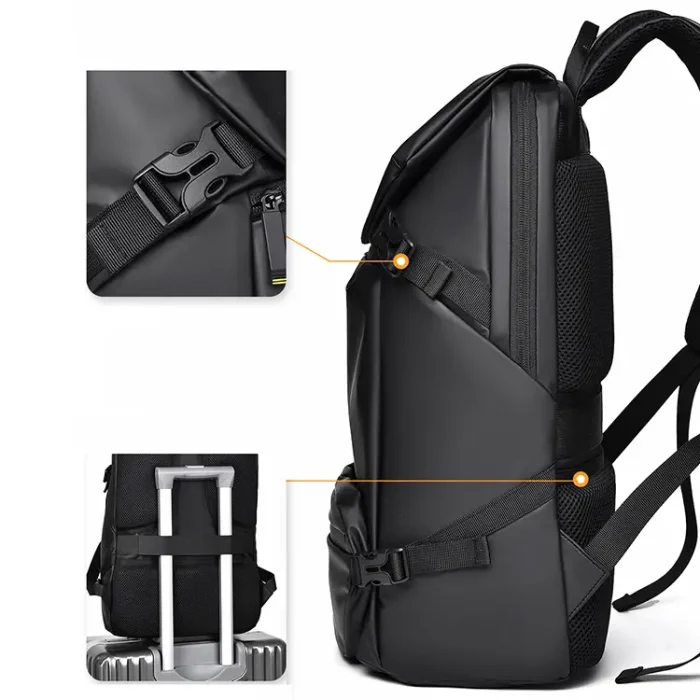 B025 Custom Logo Waterproof PU Leather Laptop Backpack - Image 13
