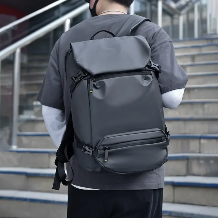 B025 Custom Logo Waterproof PU Leather Laptop Backpack - Image 4