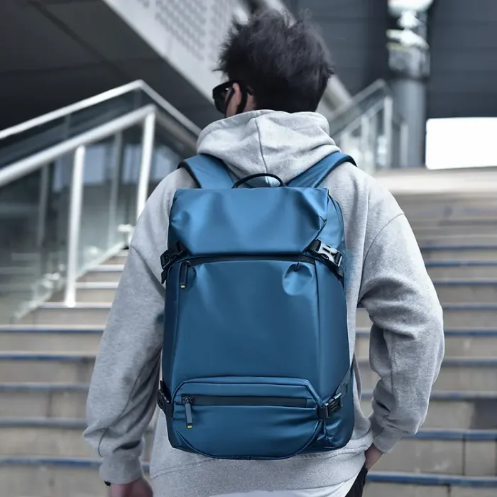 B025 Custom Logo Waterproof PU Leather Laptop Backpack - Image 6