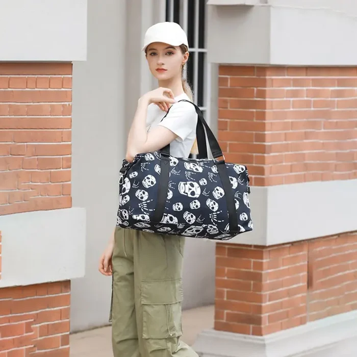 M24 Wholesale Gothic Punk Custom Skeleton Head Pattern Sublimation Gym Travel Bag - Image 6