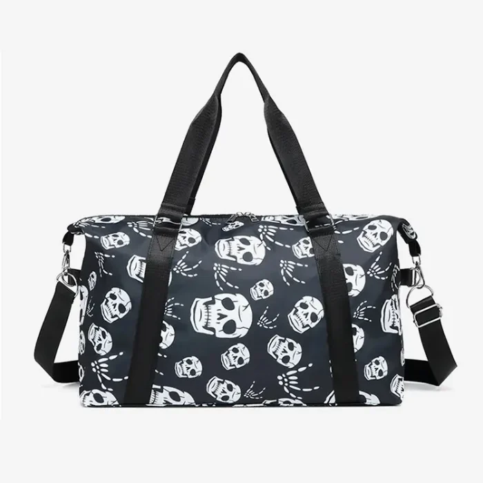 M24 Wholesale Gothic Punk Custom Skeleton Head Pattern Sublimation Gym Travel Bag - Image 9
